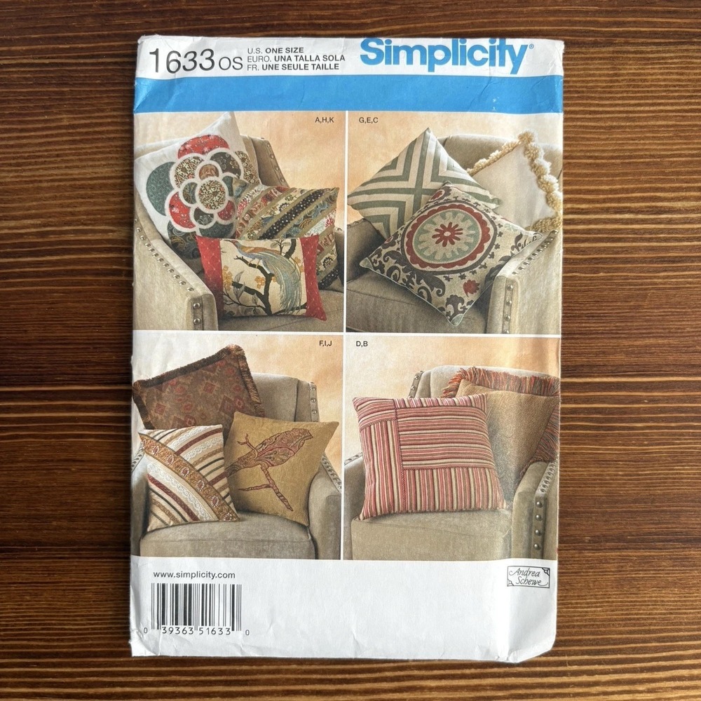 Simplicity 1633 Sewing Pattern Pillow Covers Home Decor One Size‎ UNCUT
